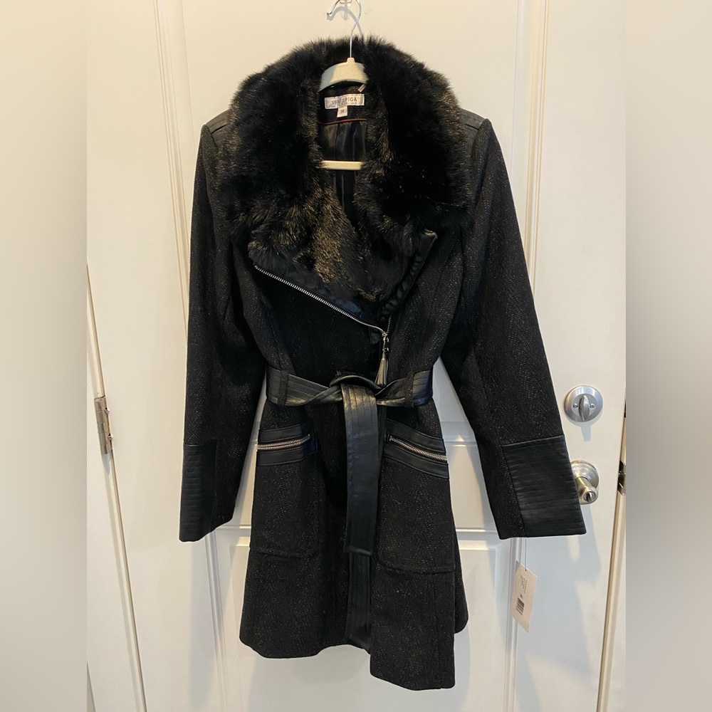 Womens Via Spiga Kate Middleton  Wrap Coat 31041R size14 tweed wool